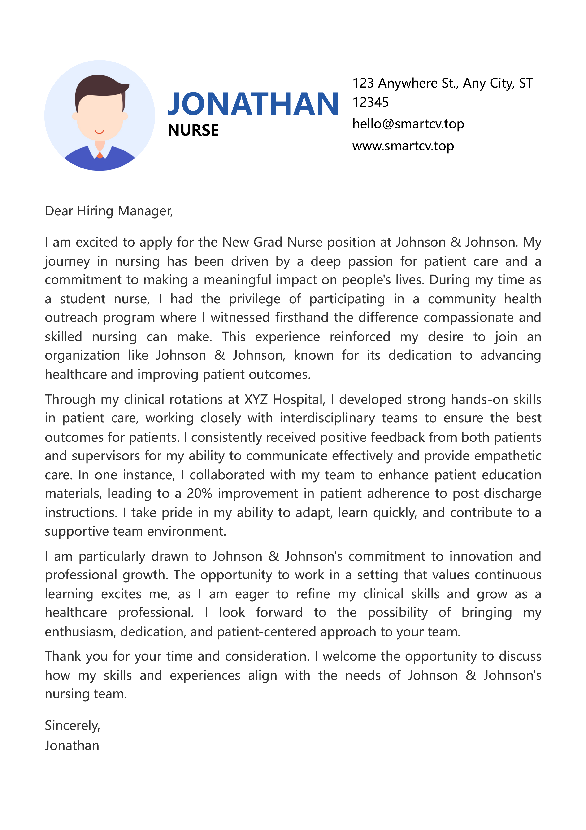 New Grad Nurse Cover Letter Example