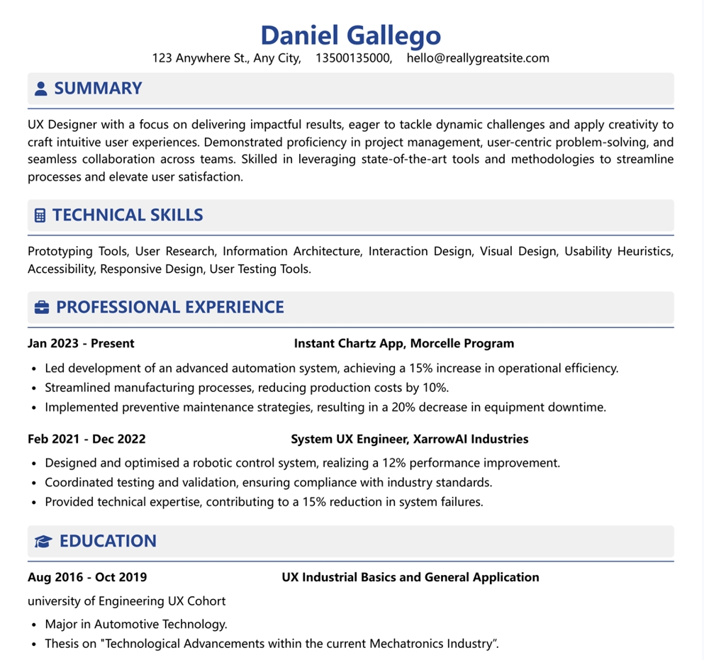 Professional resume template preview - Modern and ATS-friendly design