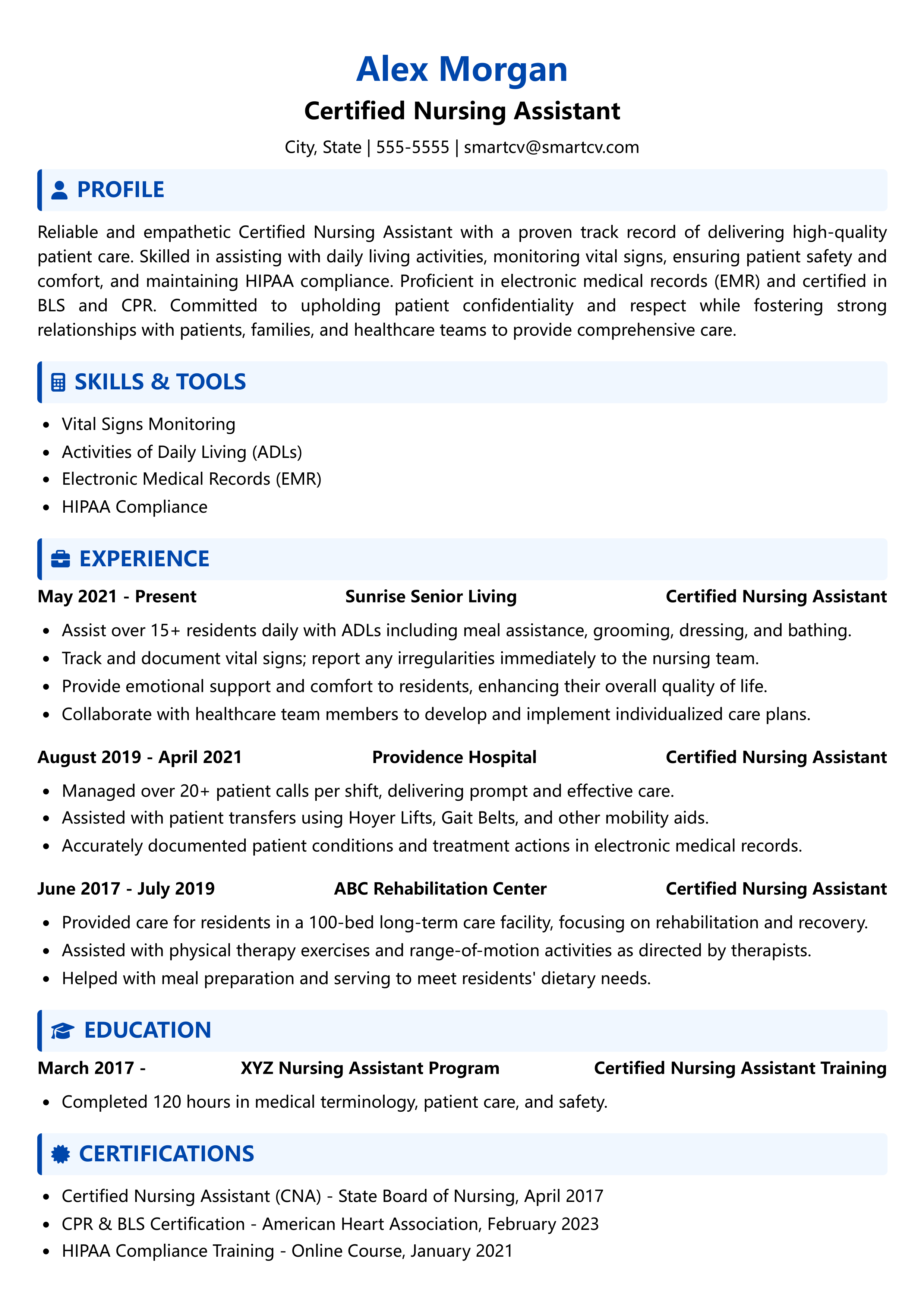 CNA Resume Template